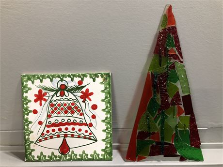 Stained Glass Tree & Holiday Ceramic Tile