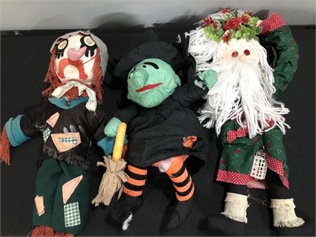 3 Decorative Holiday Dolls