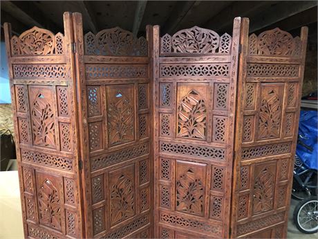 Carved Wood Privacy Screen
