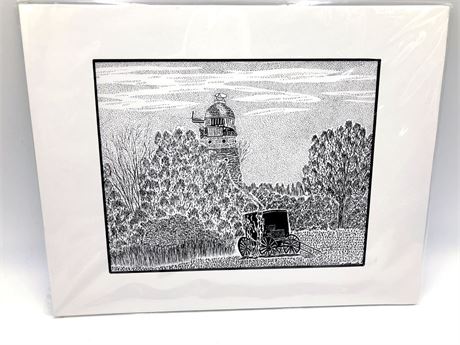 Ink Drawing - Old Mill - Ted Litkovitz