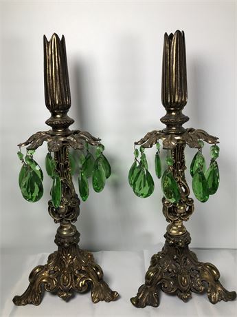 Ornate Italian Brass Candle Holders