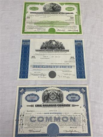 Three (3) Stock Certificates