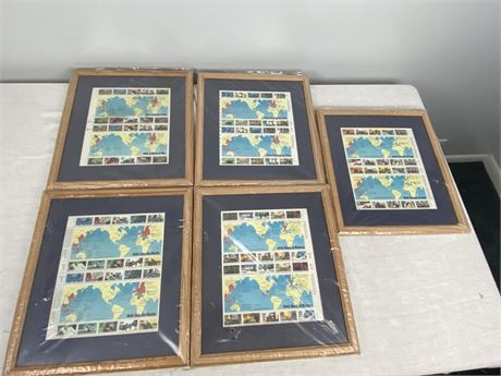 Five (5) WWII Stamp Series - Framed