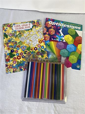 Adult Coloring Books and Colored Pencils