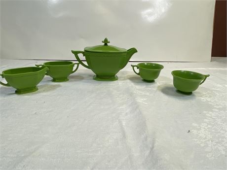Mid Century Green Childs Plastic Tea Set