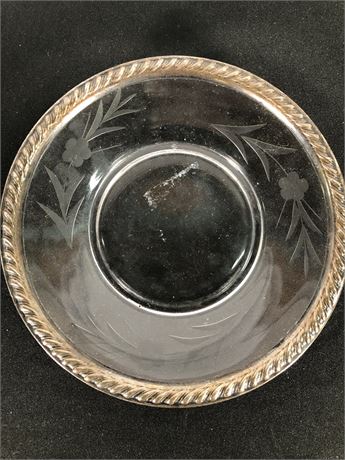Glass Bowl with Sterling Rim