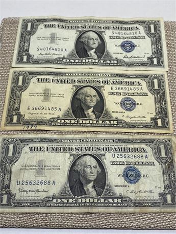 Three (3) 1957 Silver Certificates - Lot 1