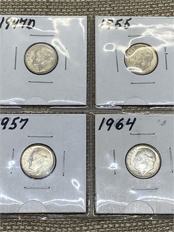 Four (4) Roosevelt Silver Dimes