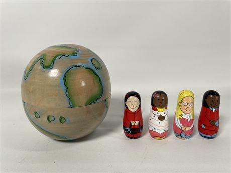 Nesting Wooden World Globe