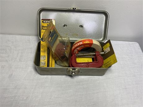 Locking Metal Box with Clamps, etc.