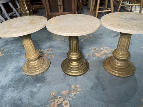 Three Marble End Tables