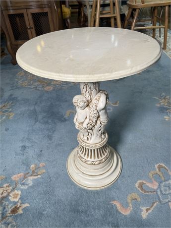 Marble Pedestal End Table