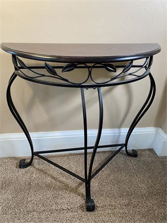 Iron and Wood Halfmoon Table