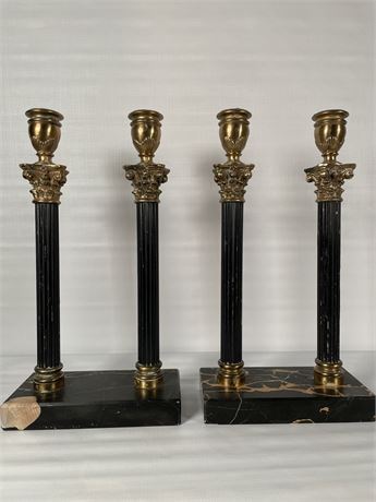 Marble and Brass Taper Candle Holders