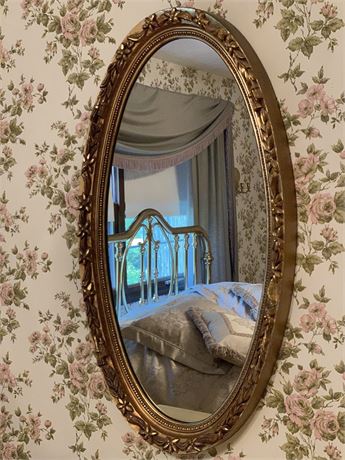 Oval Ornate Gold Wall Mirror
