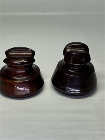 Two (2) Brown Porcelain Insulators
