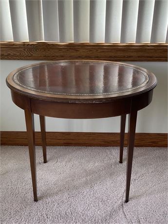 Oval Leather Top Table