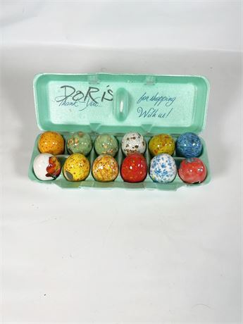 Dozen Painted Ceramic Eggs