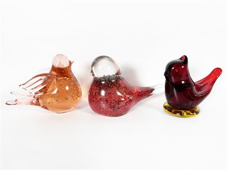 Red Glass Bird Trio