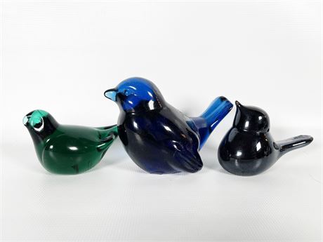 Blue & Green Bird Trio