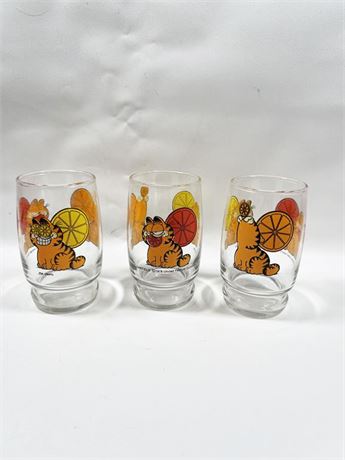 Three (3) Garfiled Juice Glasses