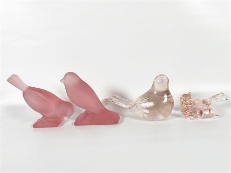 Pink Glass Bird Quartet