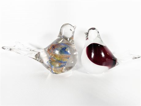 Colorful Glass Bird Duo - Lot 2