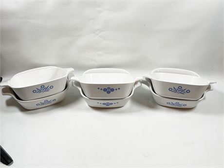 Six (6) Corning Ware Petite Casserole Dishes, No Lids