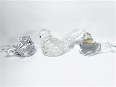 Clear Glass Bird Trio