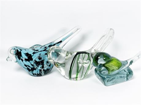 Colorful Glass Bird Trio - Lot 1