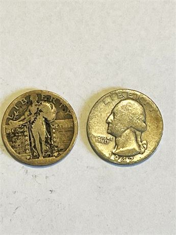 Standing Liberty and Washington Quarters