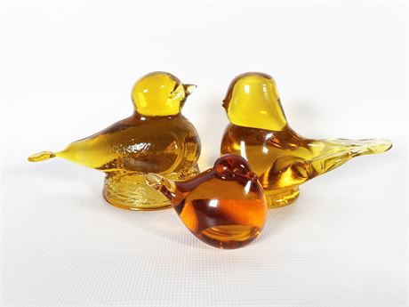 Amber Glass Bird Trio