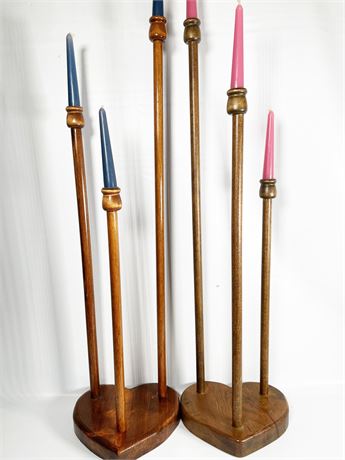 Wood Heart Candle Stands
