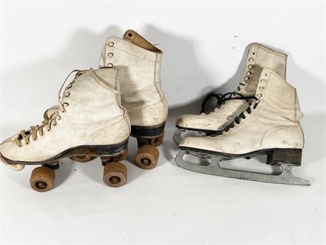 Early Woman's Roller Skates an Ice Skates